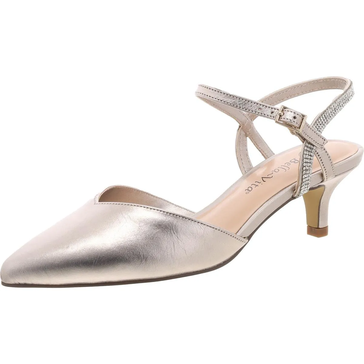 Womens Leather Ankle Strap Pumps