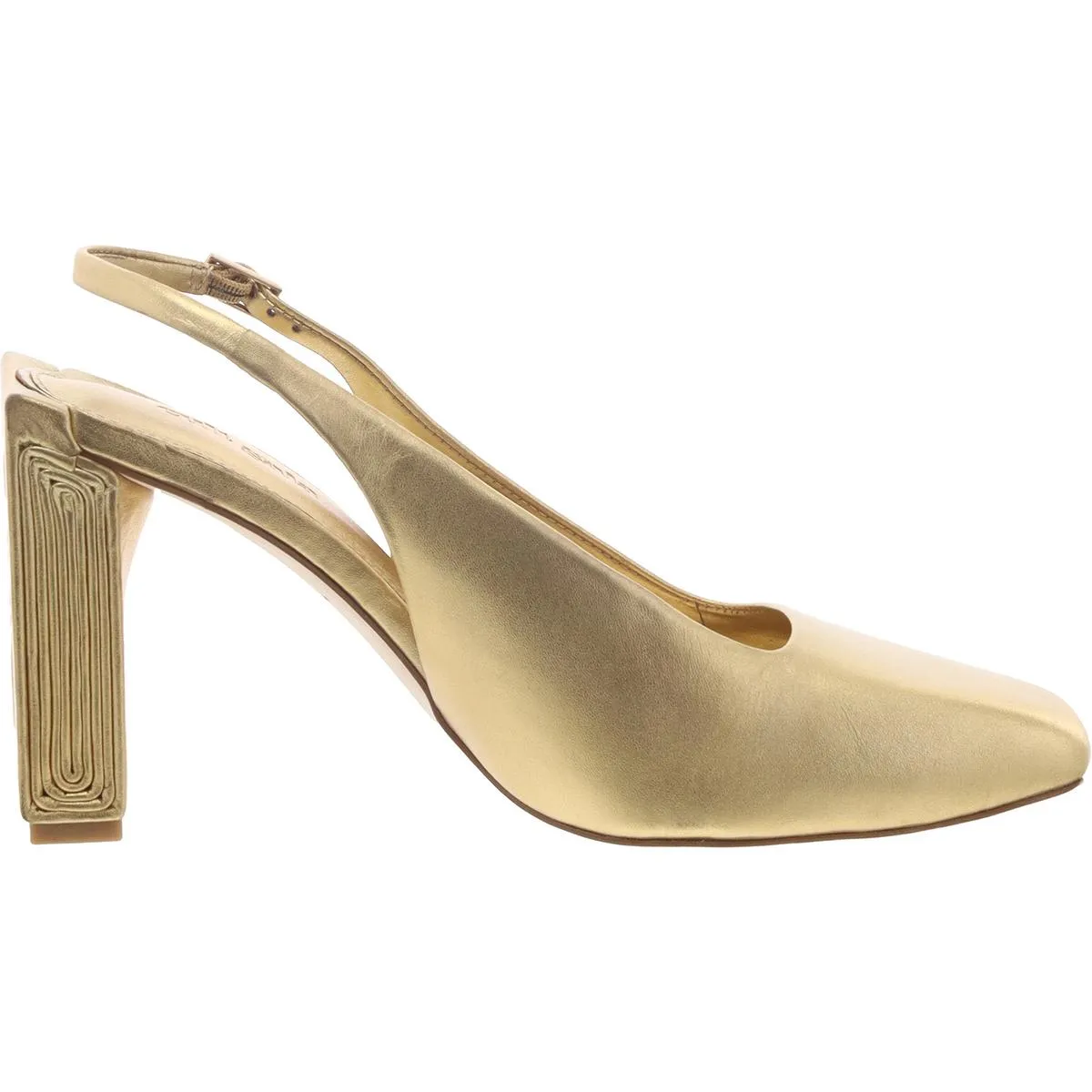 Womens Leather Metallic Slingback Heels