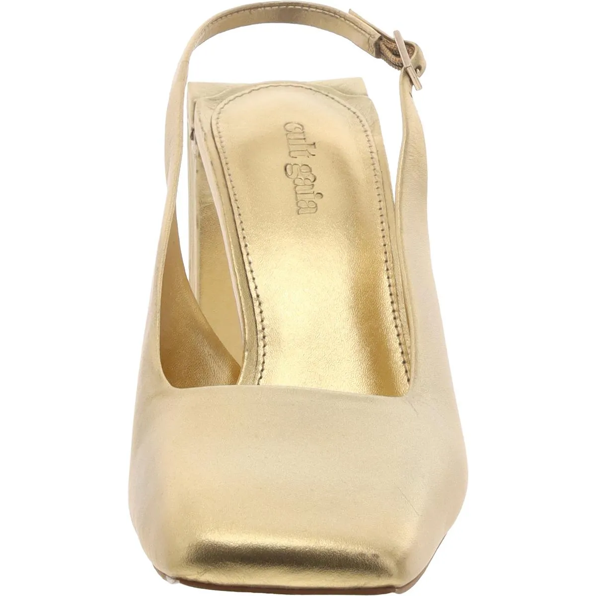Womens Leather Metallic Slingback Heels