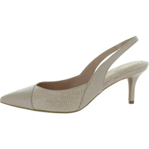 Womens Leather Stretch Slingback Heels