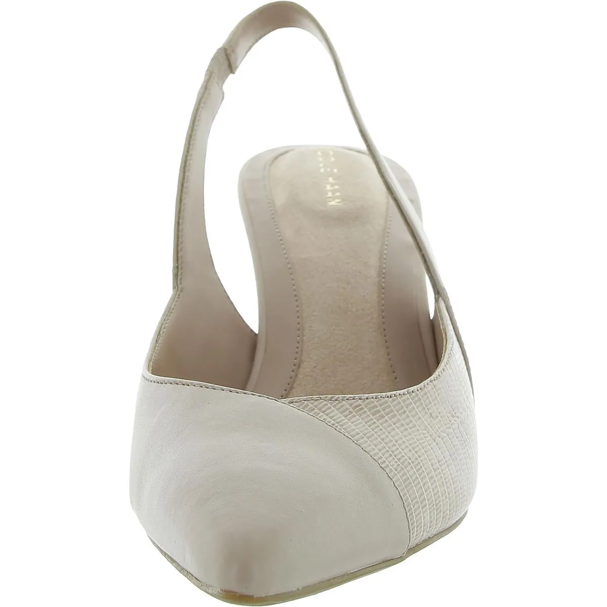 Womens Leather Stretch Slingback Heels