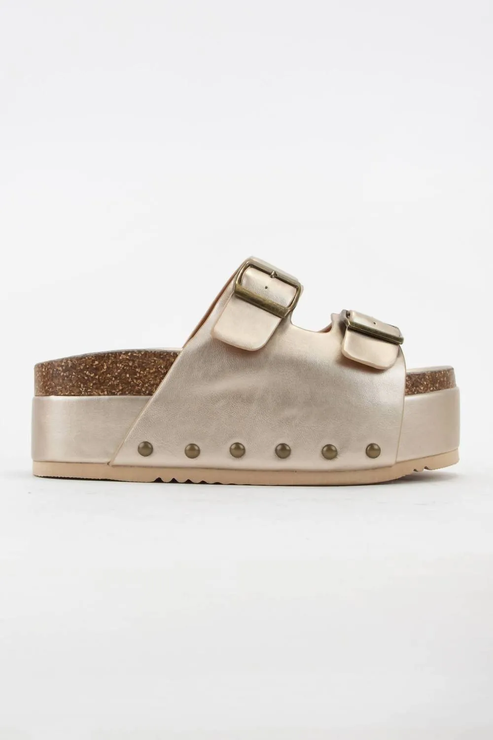 Women's Maddie Double Buckle Platform Sandals In Champagne