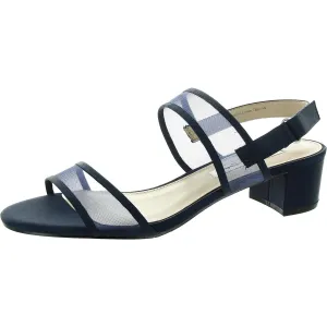 Womens Mesh Inset Leather Slingback Heels
