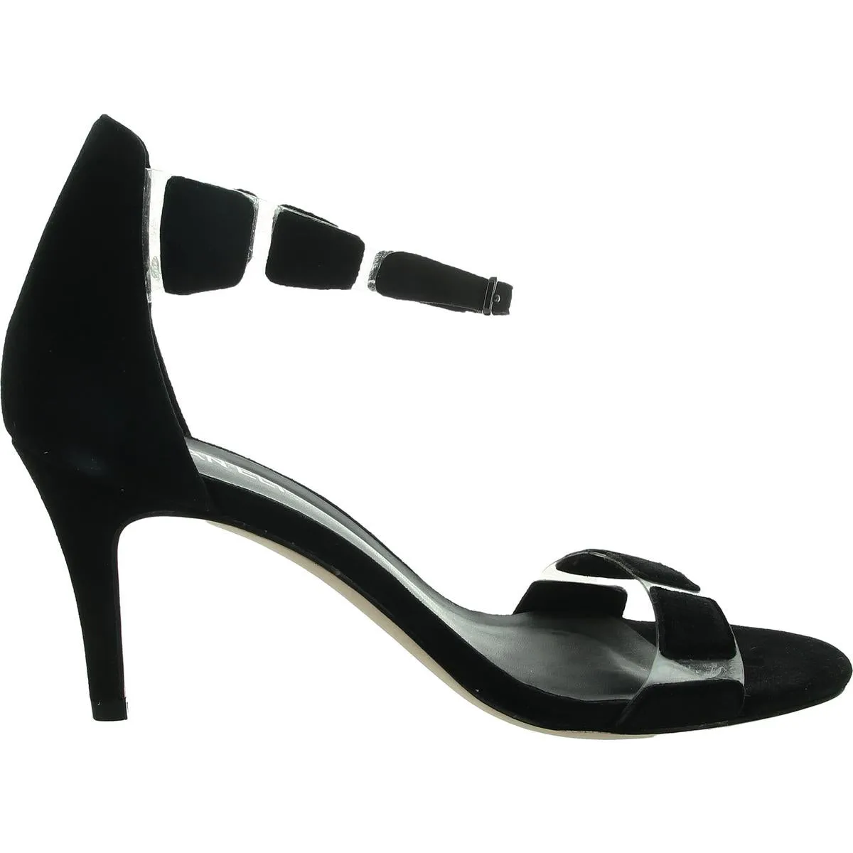 Womens Mixed Media Leather Ankle Strap