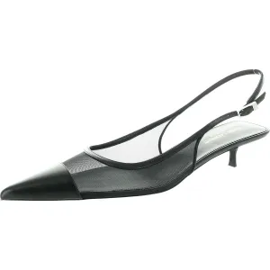 Womens Mixed Media Mesh Slingback Heels