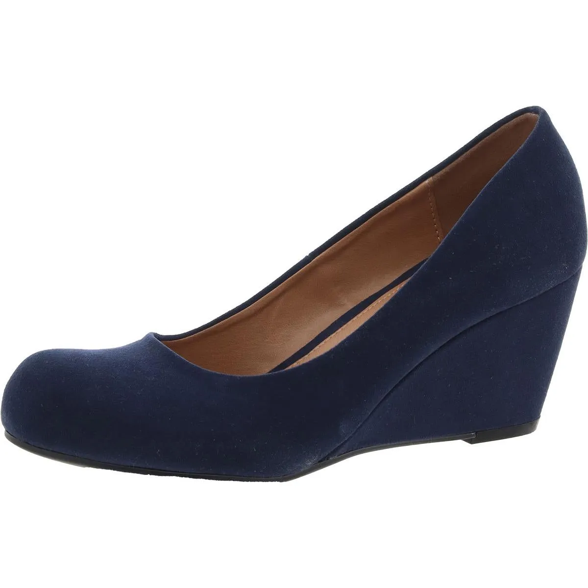 Womens Patent Round Toe Wedge Heels