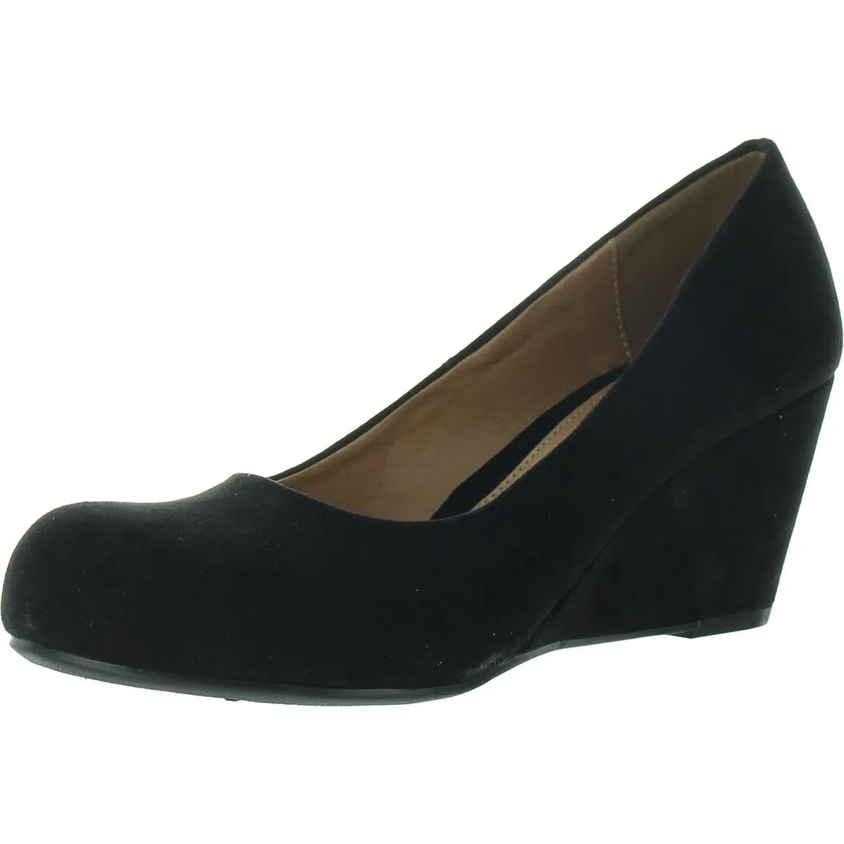 Womens Patent Round Toe Wedge Heels