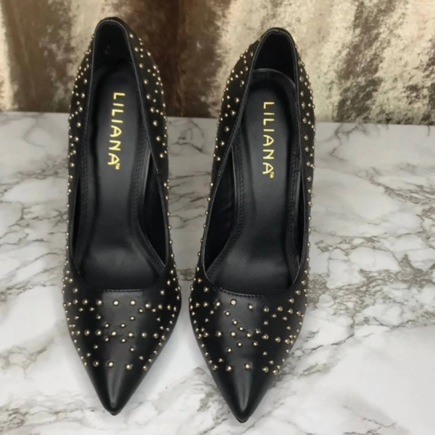 Women's Pointed Toe Stud Detailed Stiletto In Black