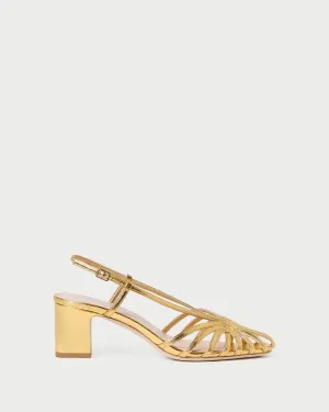 Women's Priscilla Lattice Slingback Heels In Gold