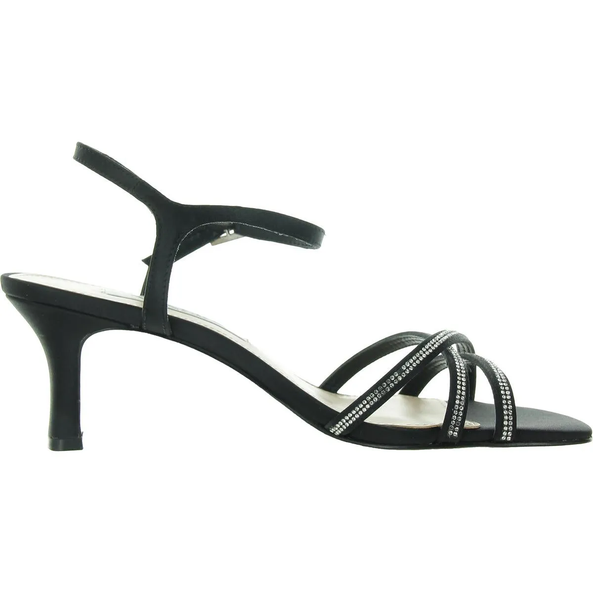 Womens Rhinestone Satin Ankle Strap