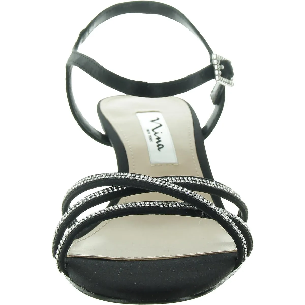 Womens Rhinestone Satin Ankle Strap