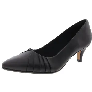 Womens Ruched Faux Leather Kitten Heels