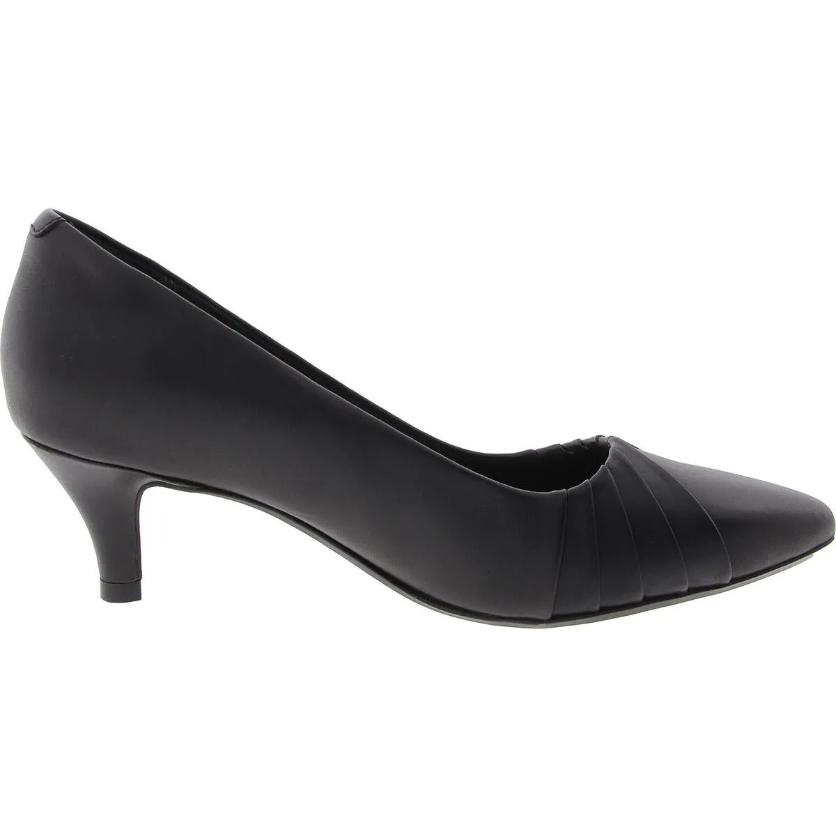 Womens Ruched Faux Leather Kitten Heels