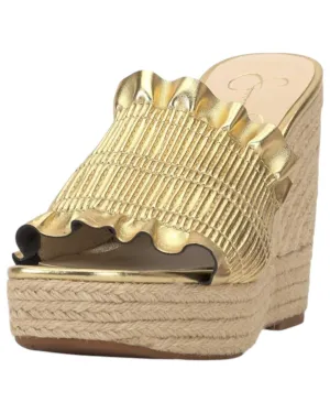 Women's Serilda Espadrille Platform Wedge Sandals In Rich Gold