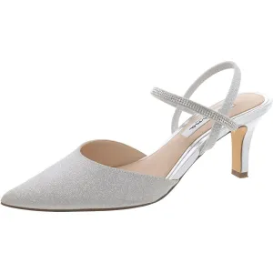 Womens Slip On Strappy Kitten Heels