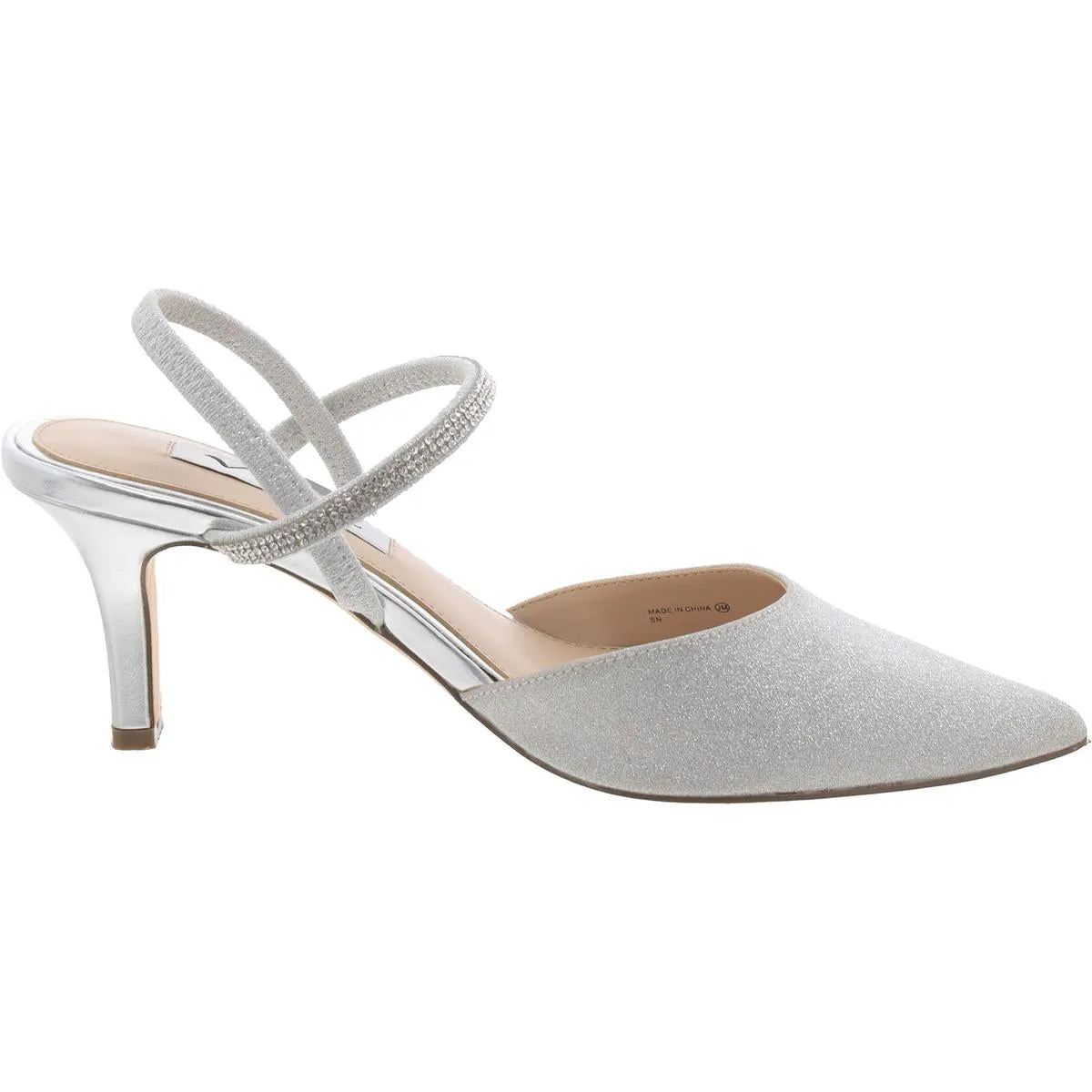 Womens Slip On Strappy Kitten Heels
