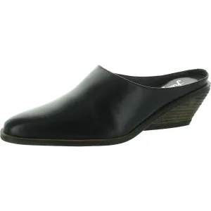 Womens Solid Leather Mules