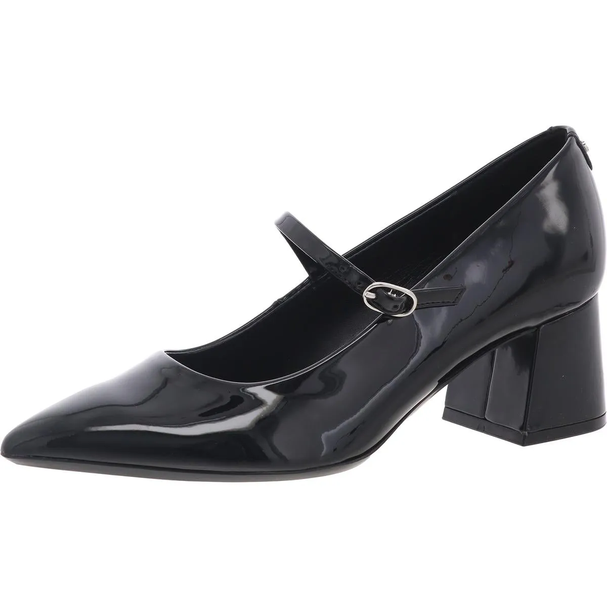 Womens Solid Patent Leather Block Heels