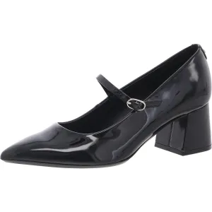 Womens Solid Patent Leather Block Heels