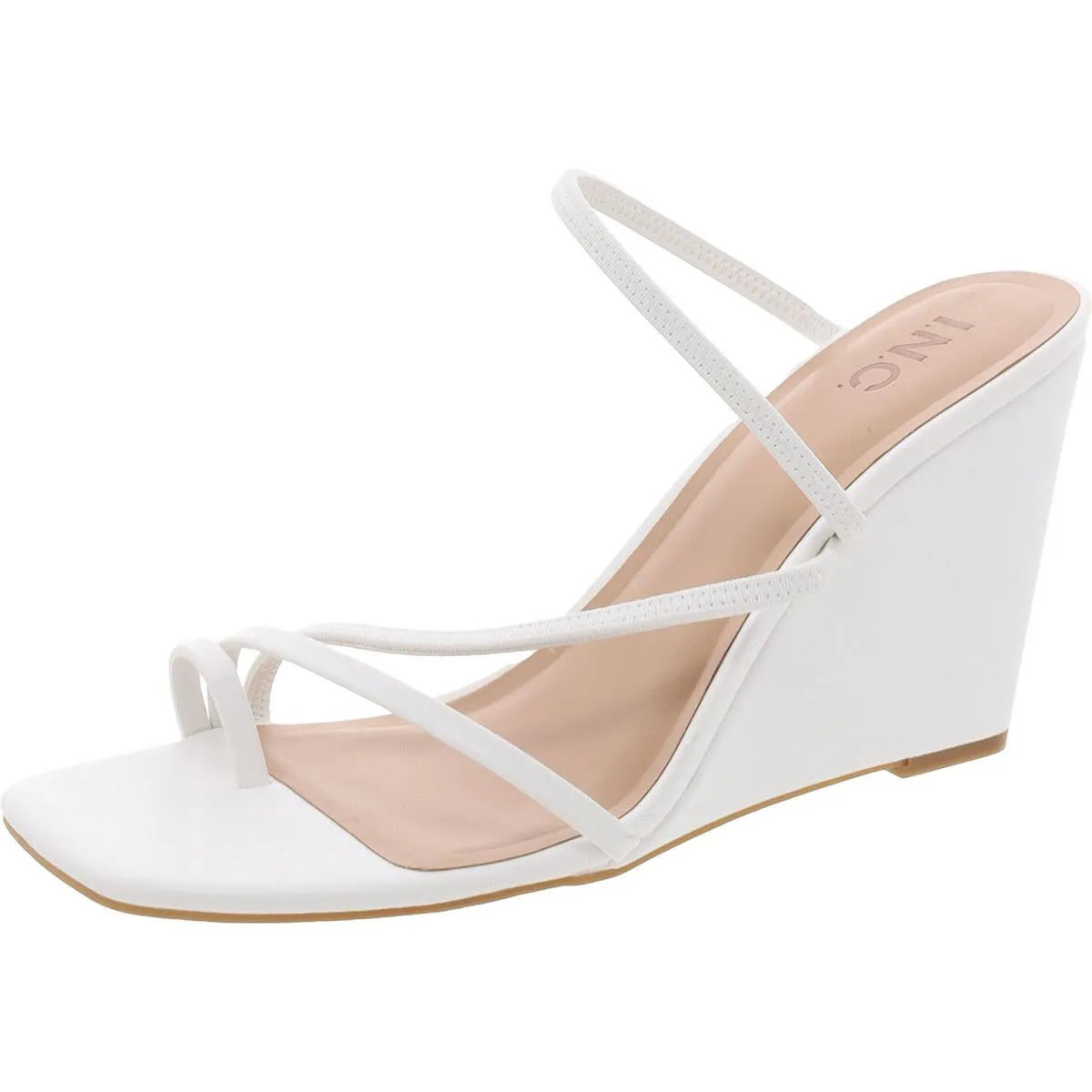 Womens Strappy Faux Leather Wedge Heels