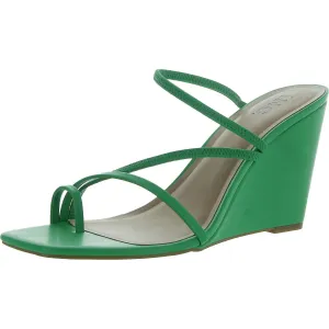 Womens Strappy Faux Leather Wedge Heels