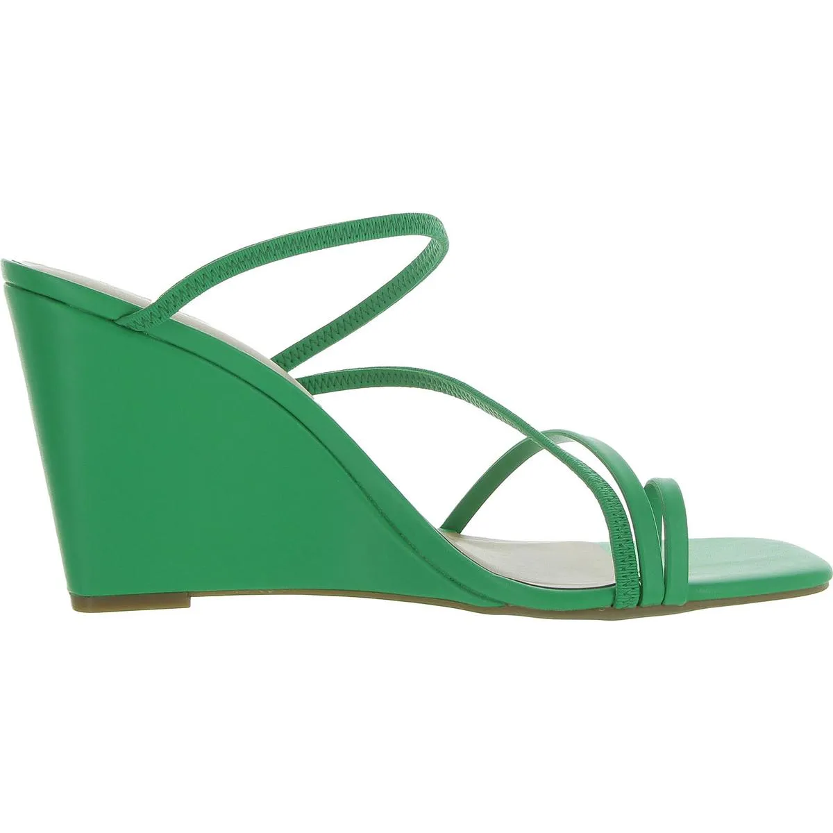 Womens Strappy Faux Leather Wedge Heels