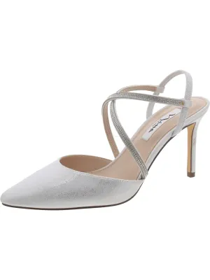Womens Strappy Glitter Slingback Heels