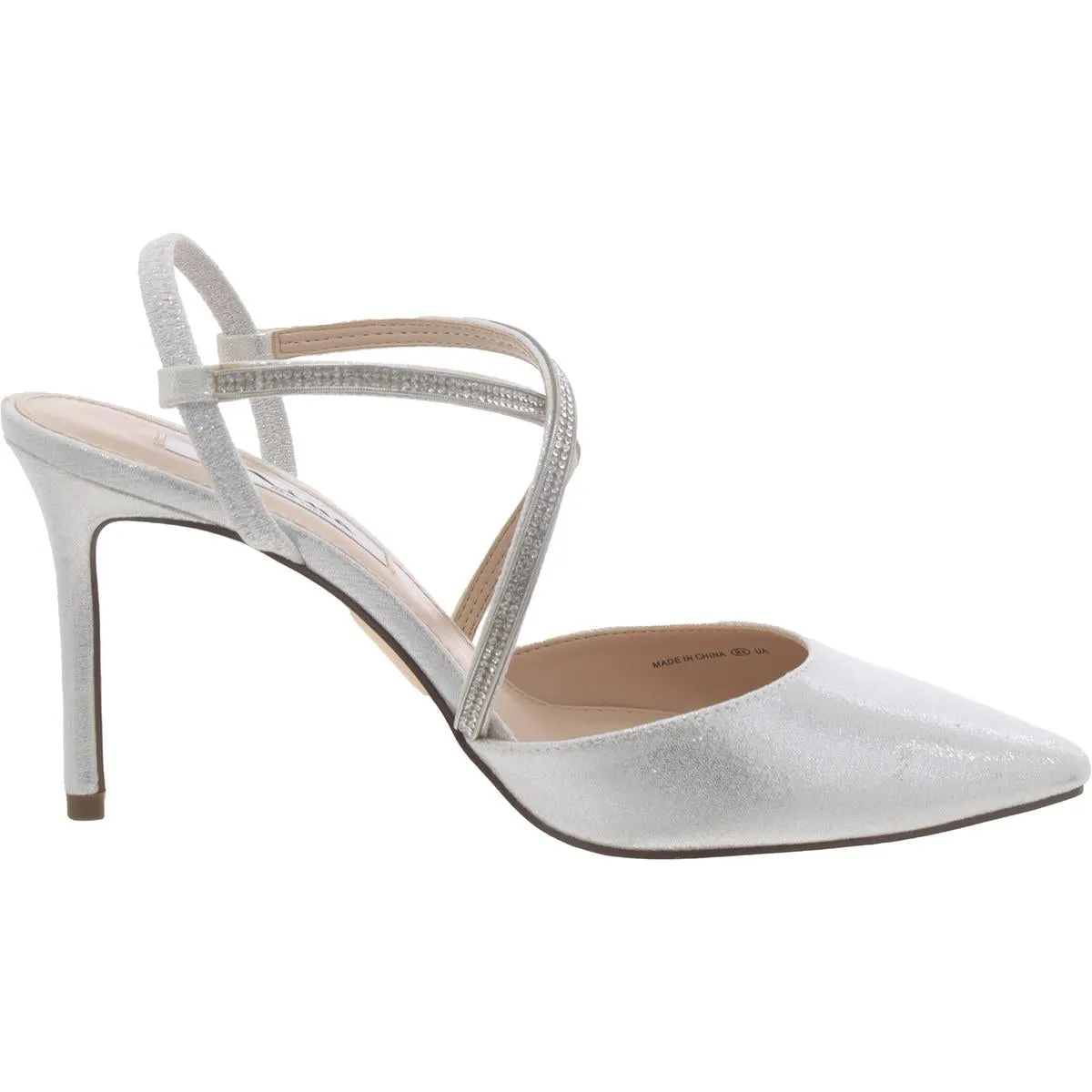 Womens Strappy Glitter Slingback Heels