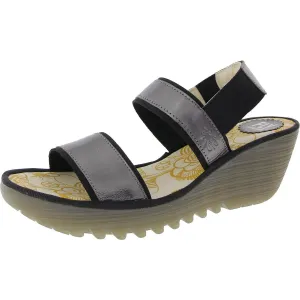 Womens Stretch Leather Slingback Heels