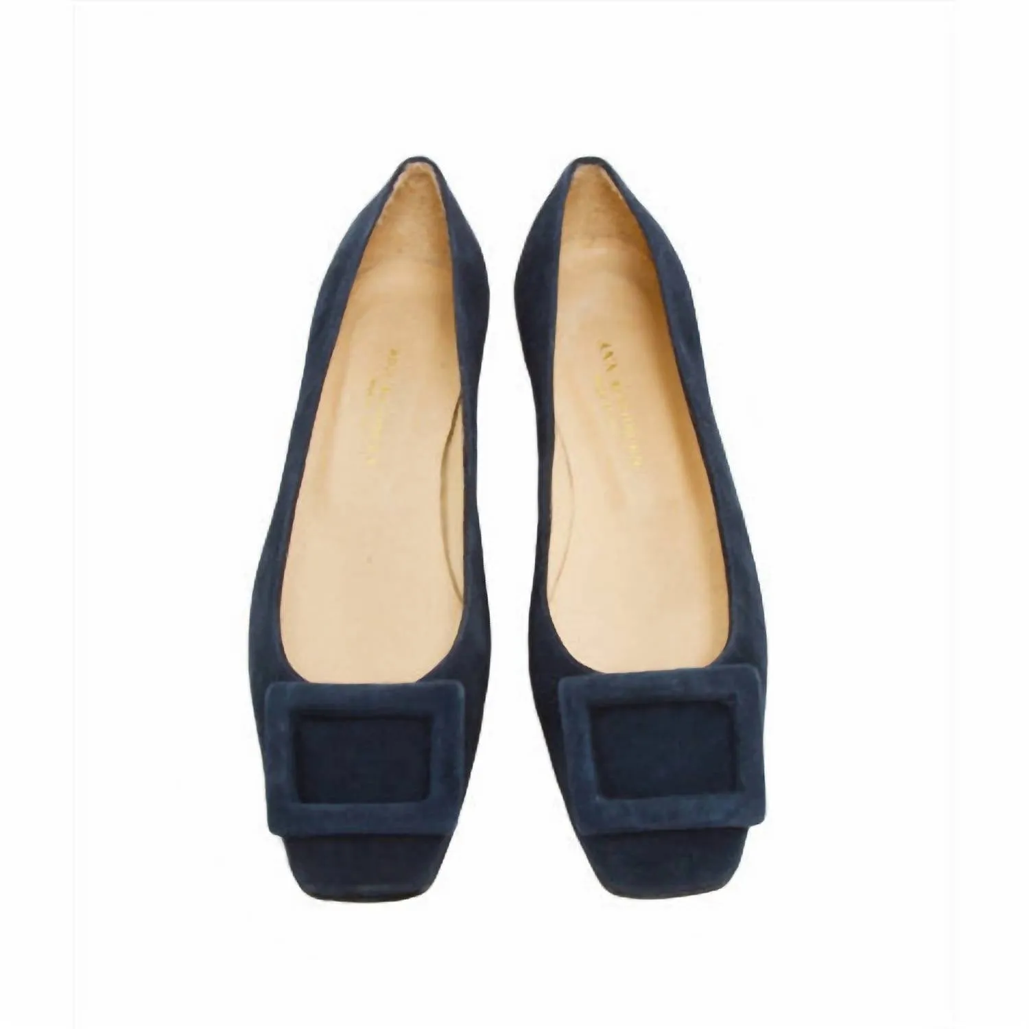 Women's Suede Buckle Shoe In Navy