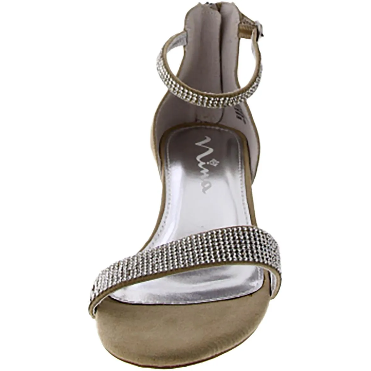 Womens Suede Embellished Ankle Strap