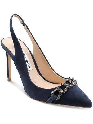 Womens Suede Slip On Slingback Heels