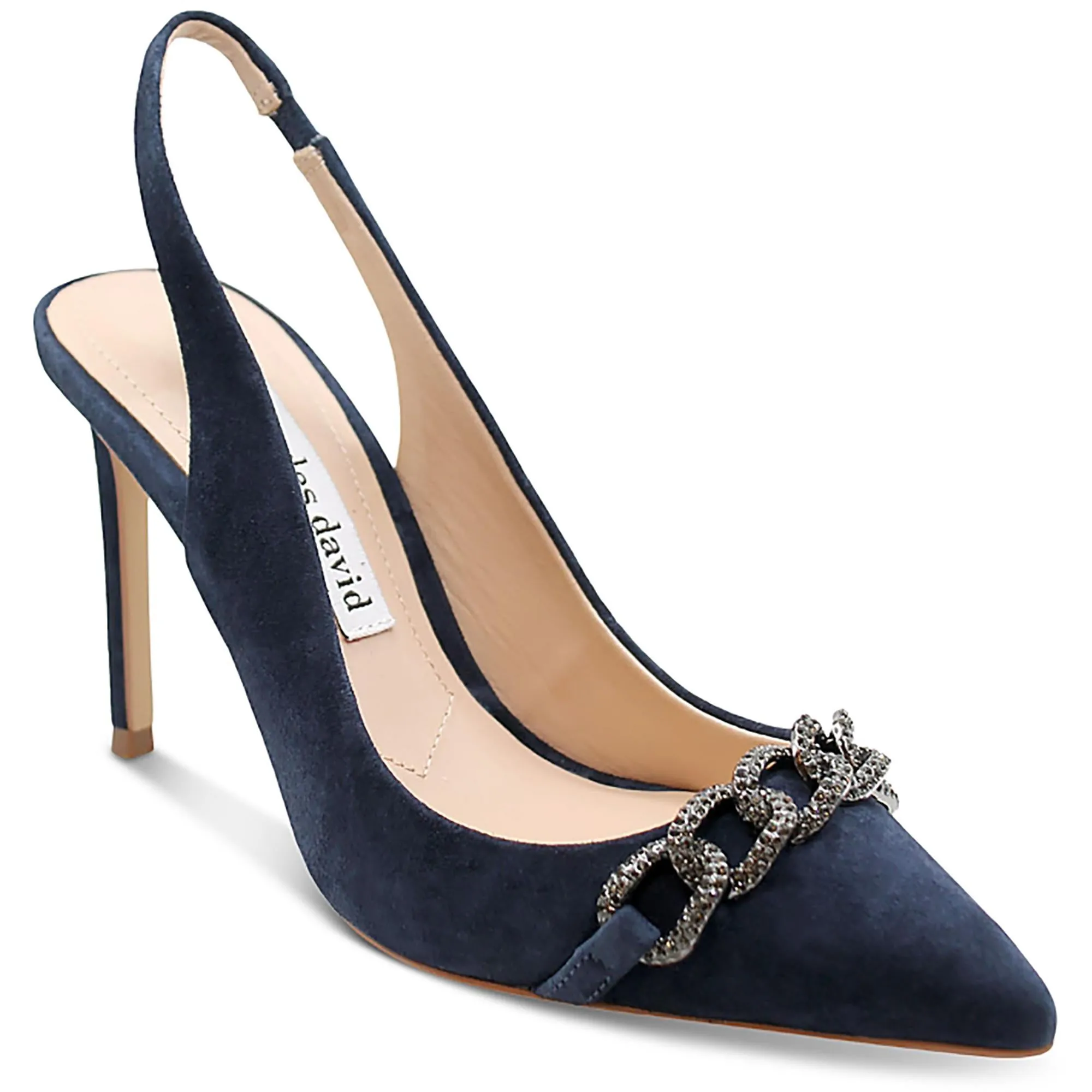 Womens Suede Slip On Slingback Heels