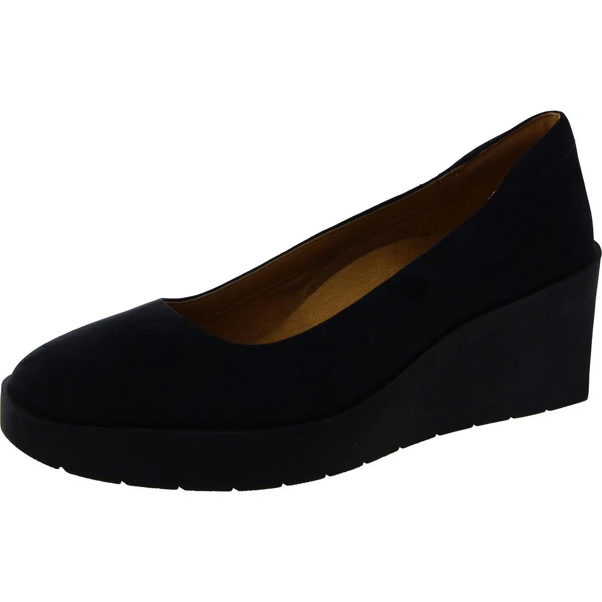 Womens Suede Slip On Wedge Heels