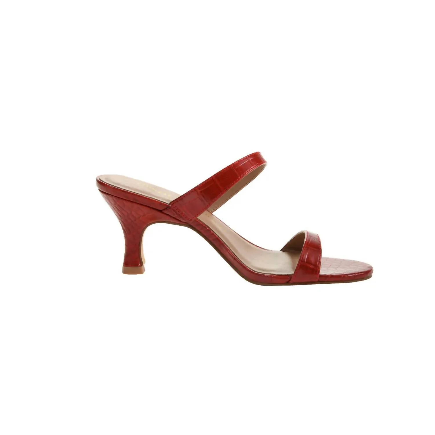 Women's Yamila Cool Croc Low Heel Sandal In Red