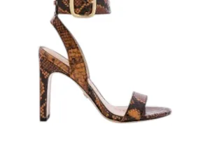 Women's Yola Snake Print Leather Heels In Orange Snake Print Leather