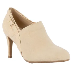 Womens Zipper Leather Kitten Heels