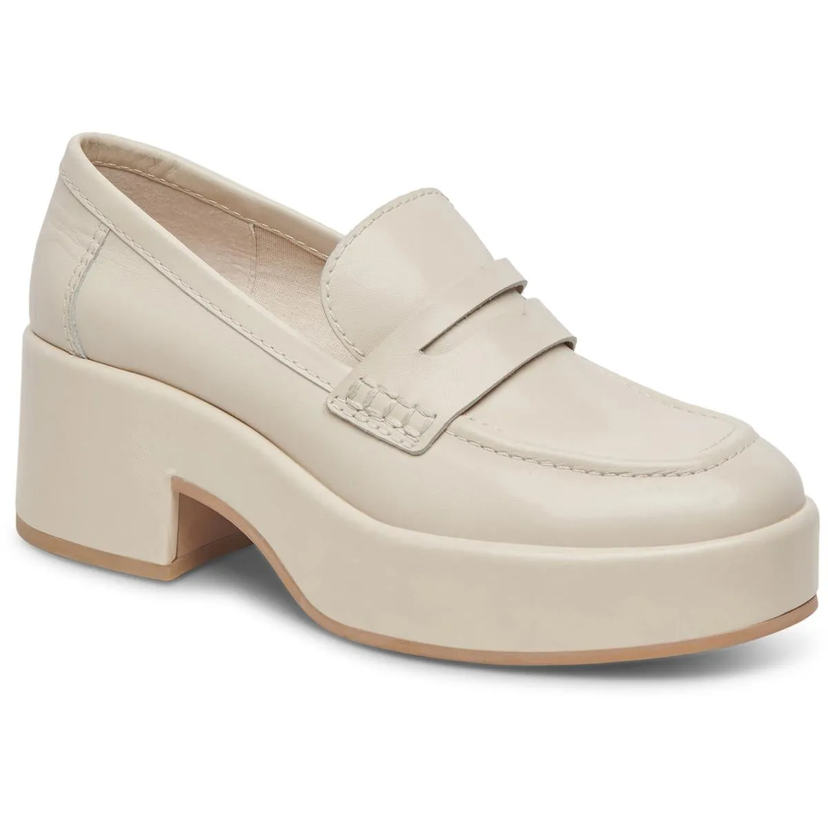 Yanni Womens Leather Slip On Loafer Heels