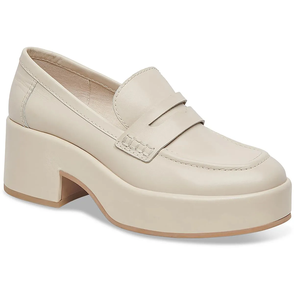 Yanni Womens Leather Slip On Loafer Heels