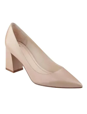 Zala Block Heel Pointy Toe Pump In Light Natural