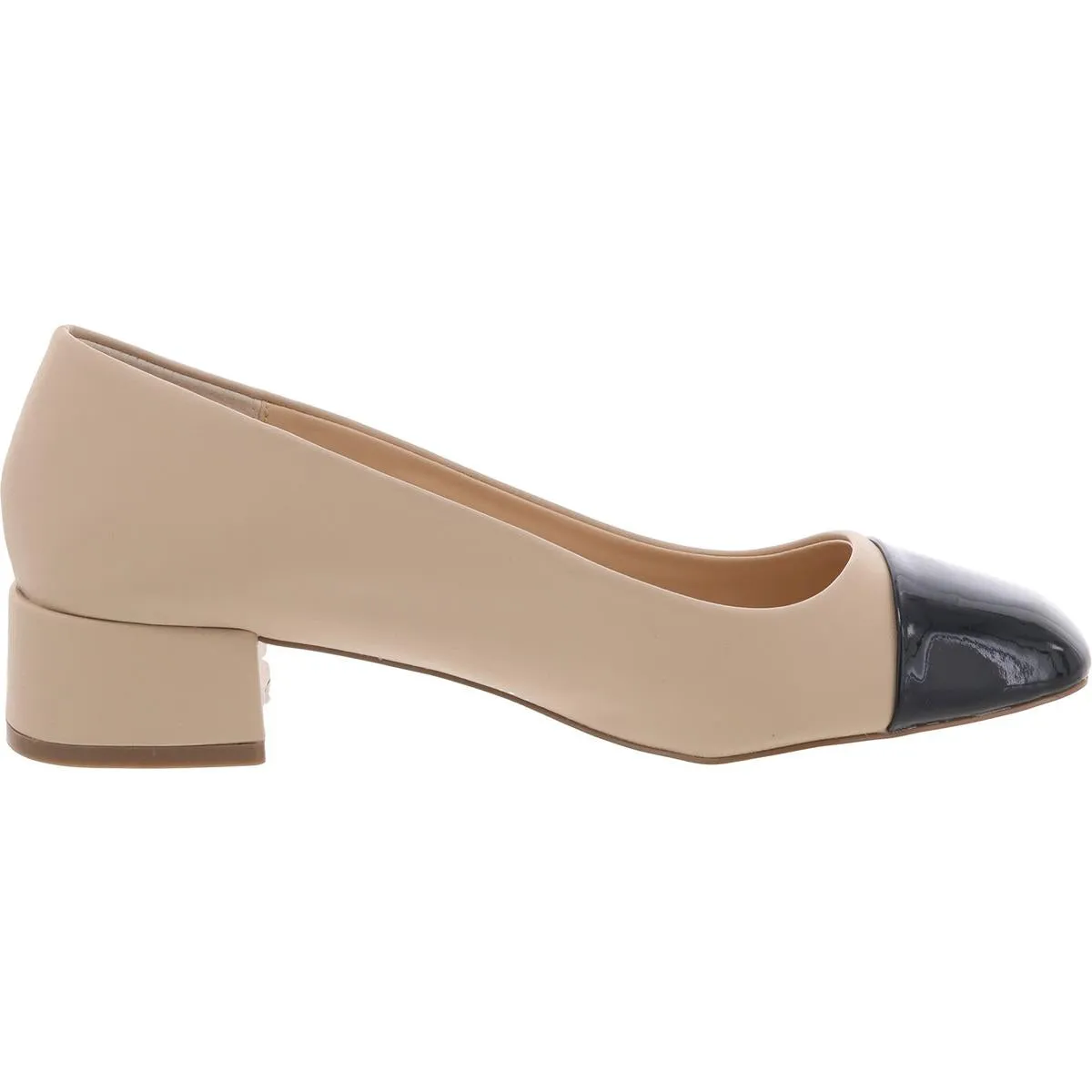 Zaria Womens Toe Cap Faux Leather Block Heels