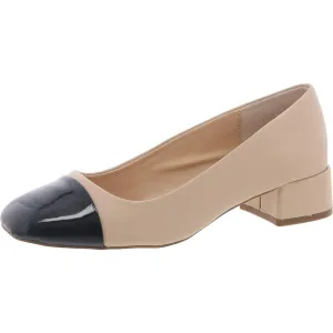 Zaria Womens Toe Cap Faux Leather Block Heels