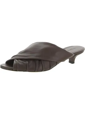 Zoey Womens Leather Peep Toe Kitten Heels