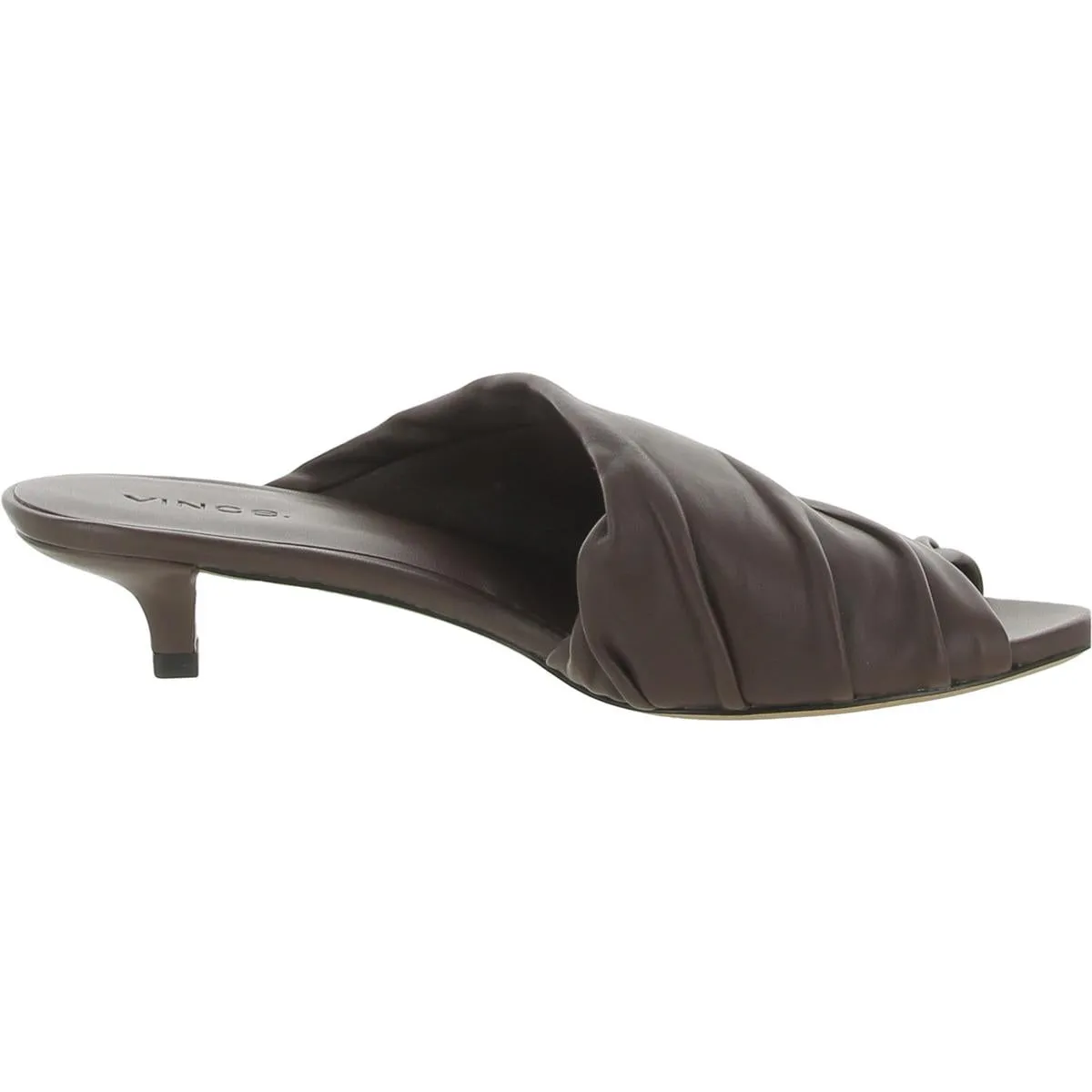 Zoey Womens Leather Peep Toe Kitten Heels